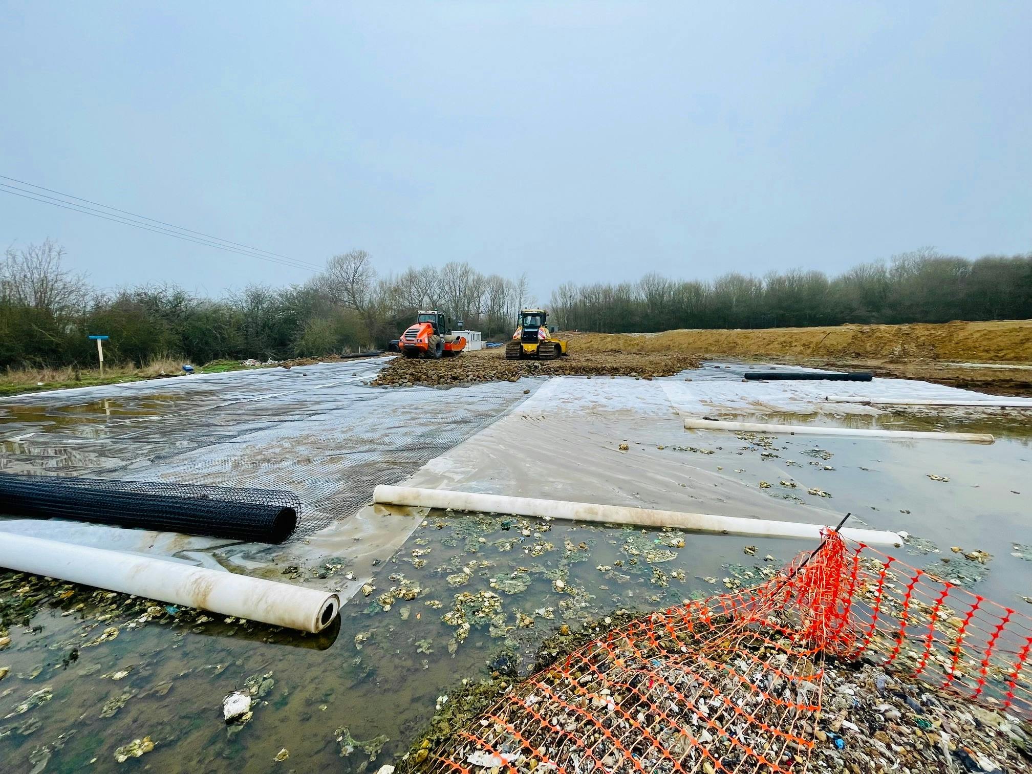 Site Preparation March 2026: Geotextile being laid on site in preparation for aggregate being placed