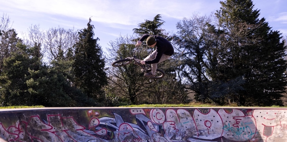 BMX rider in skate bowl