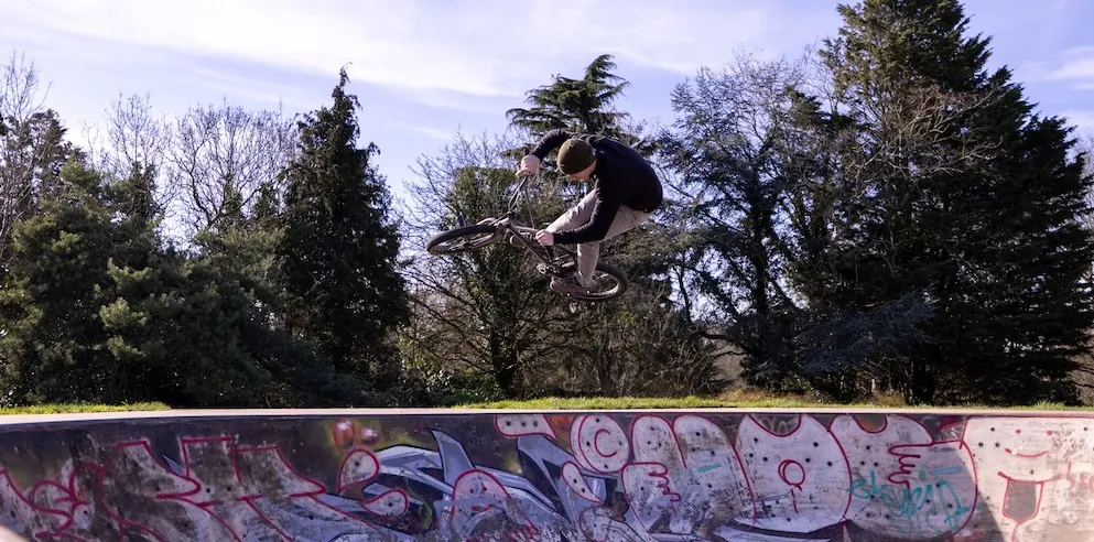 BMX rider in skate bowl