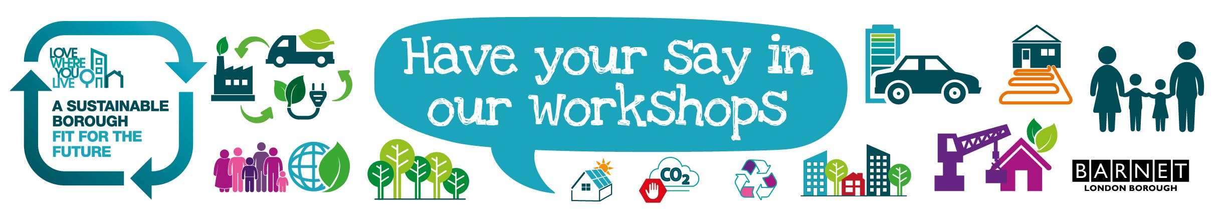 Image saying have your say by taking part in our Sustainable Strategy workshops