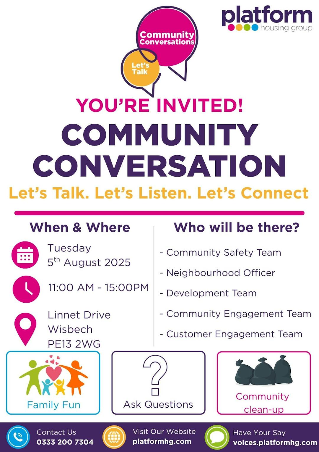 Poster promoting activities at Louth Community Conversation Trinity Centre LN11 8DJ on 19th February from 10am to 2pm