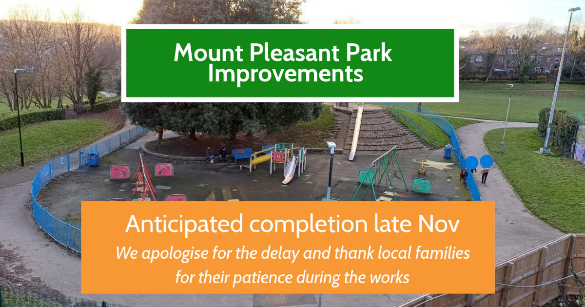 Image shows Mount Pleasant Park anticipated finish late Nov