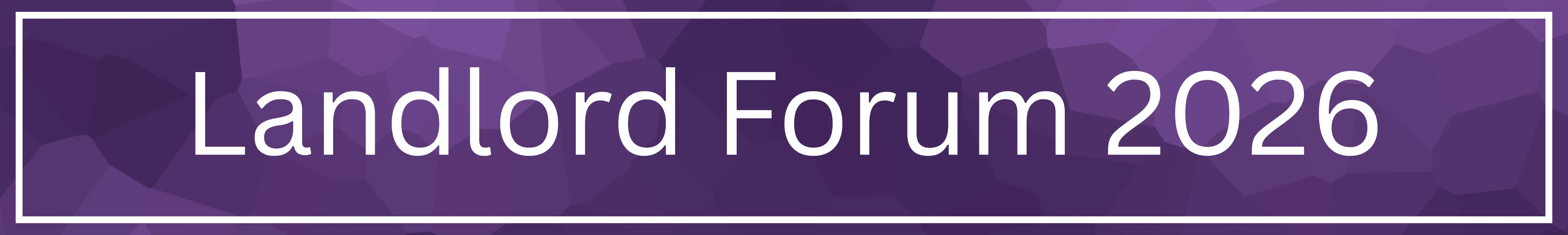 A purple banner with the event title of "Landlord FOrum 2025"