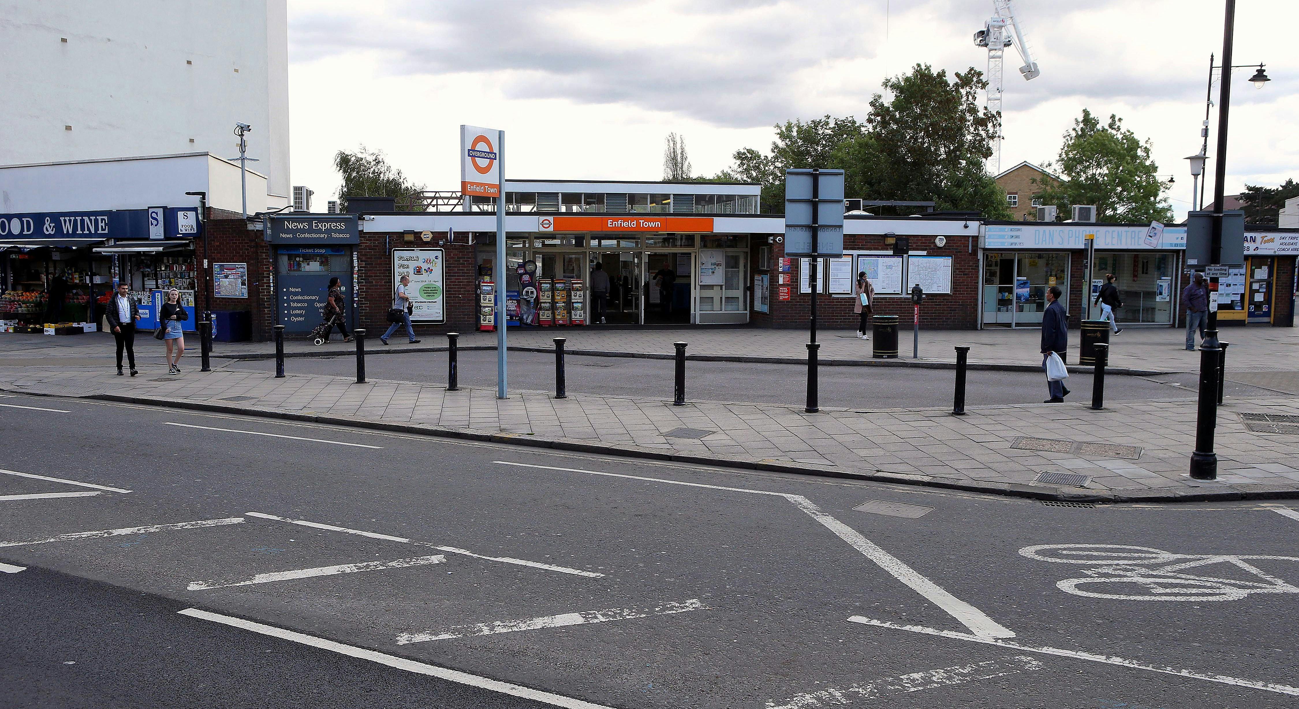A view of the Enfield Town Station Plaza