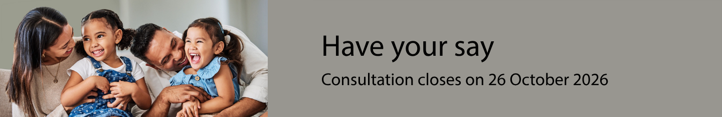 Woman, man and two girls sitting, smiling and laughing. Have your say Consultation closes on 26 October 2026