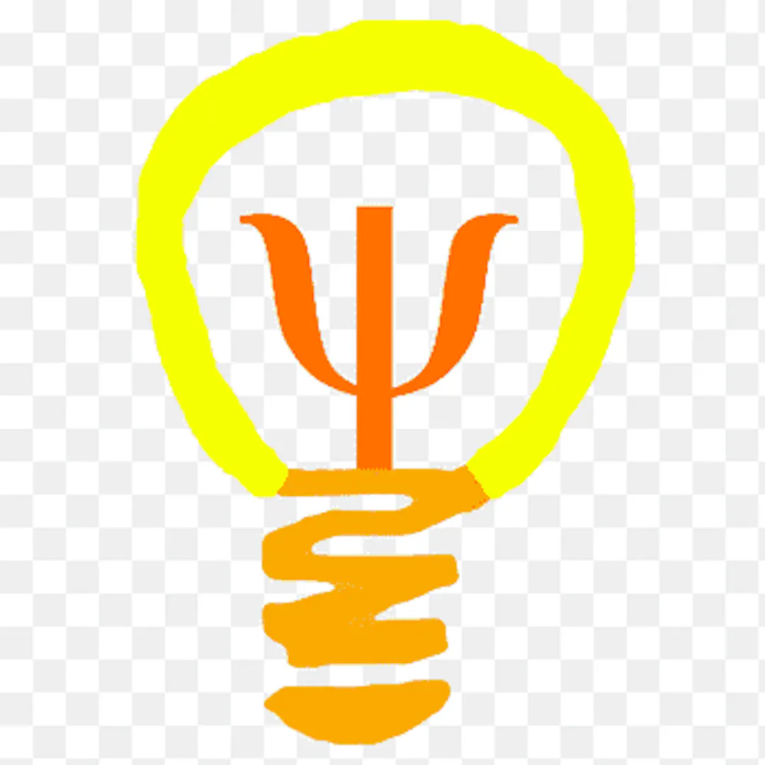 Lightbulb containing a filament representing the symbol for psychology