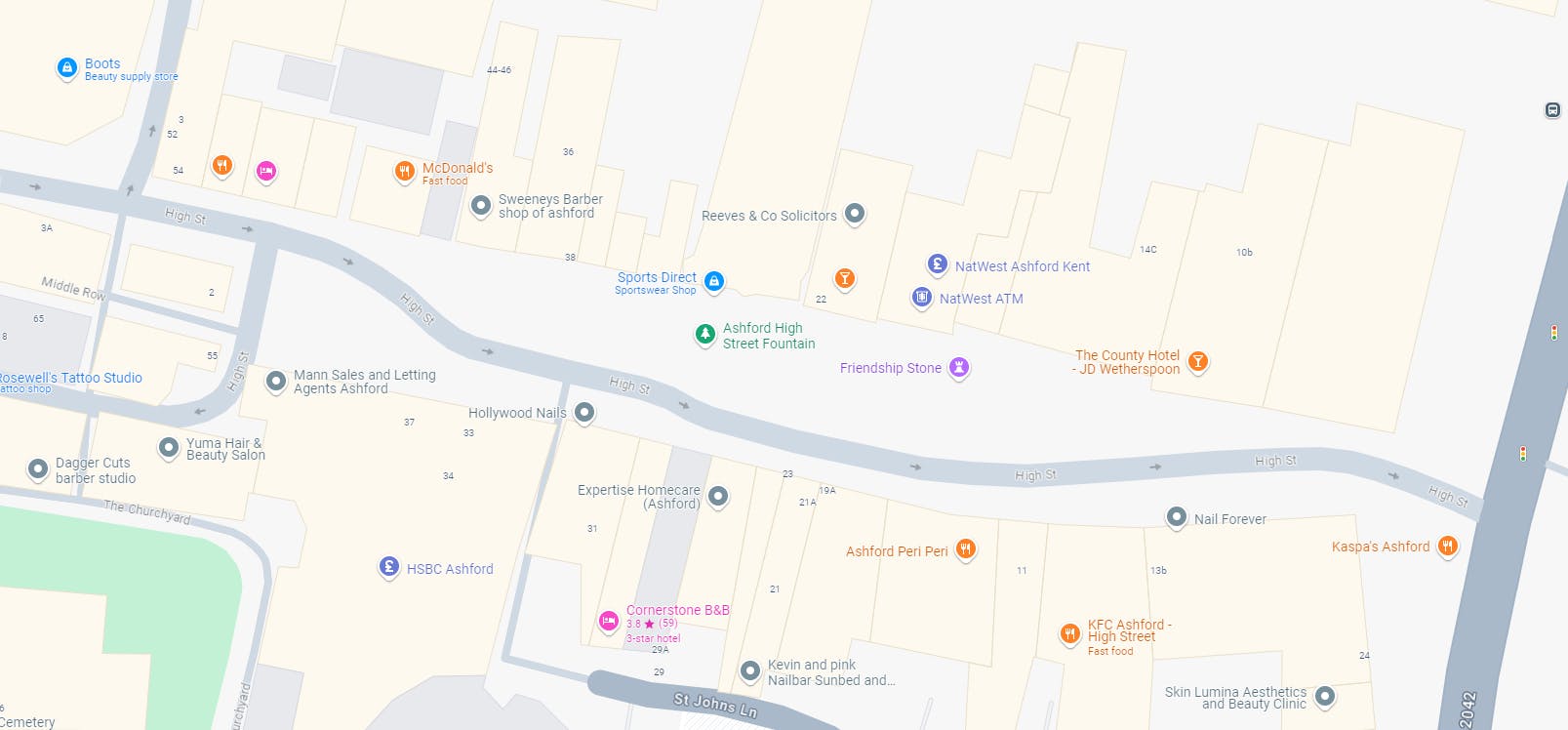 Map view of the Lower High Street