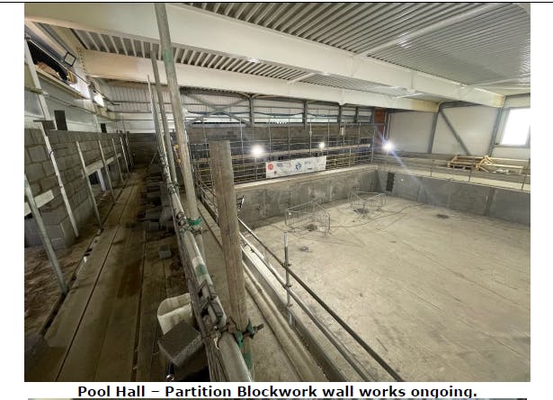 Pool Hall Partition Blockwork Wall Works, June 2025