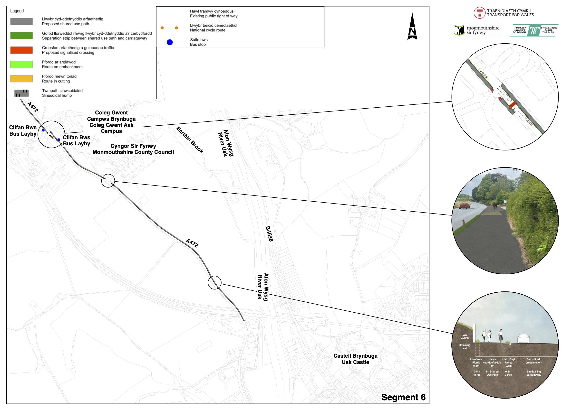 Route Segment 6 part 2 BAE Systems Junction – Usk Island (passing Coleg Gwent Usk Campus).png