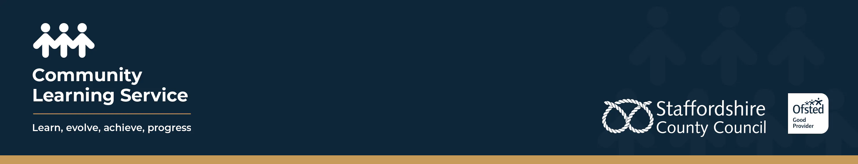 Community Learning Service, Staffordshire County Council, Ofsted logos