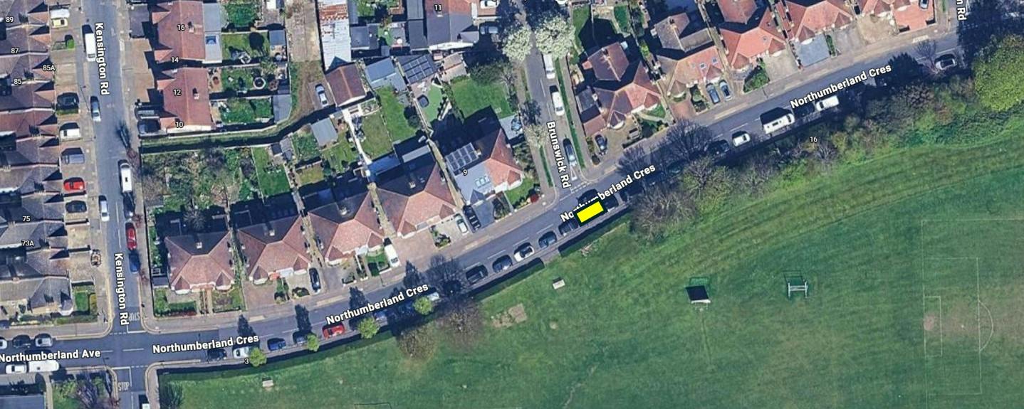 CP 1 - Aerial View Northumberland Crescent junction Brunswick Road - Proposed EV-Only Bay