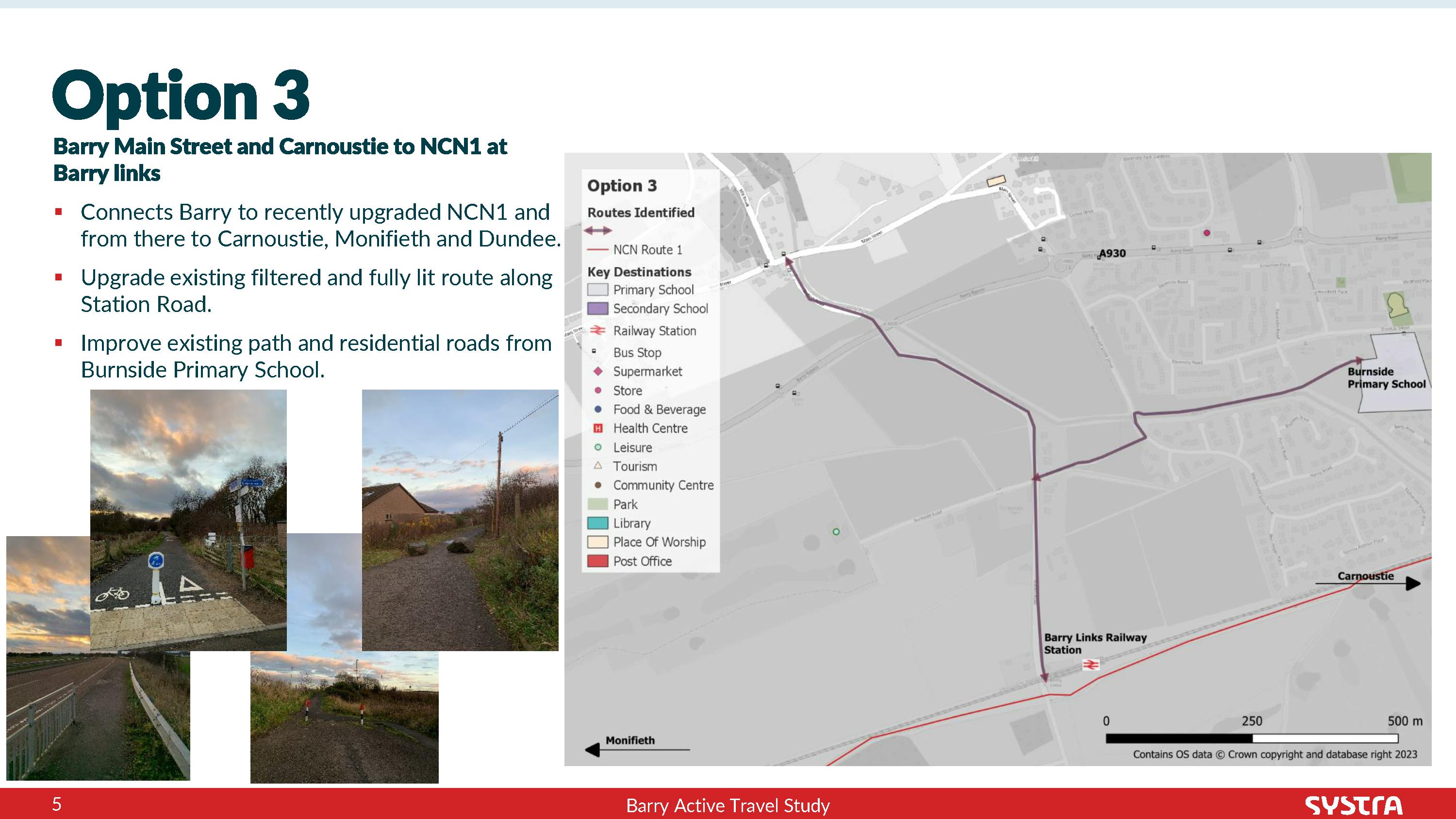 Option 3: Main Street to NCN1 at Barry Station and Burnside Primary School