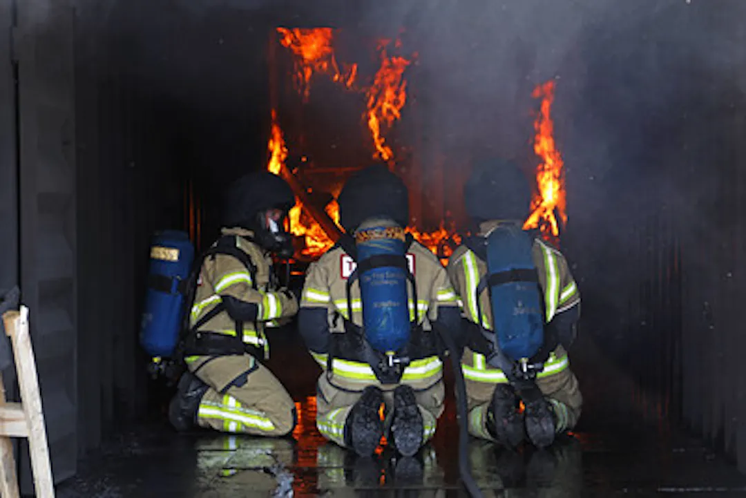 Female fire fighters at work